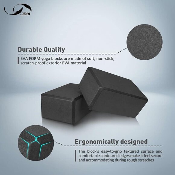 Yoga Blocks 2 Pack with Strap, Cork Block 2 Pack EVA Foam Yoga Bricks Set,Stretc - Picture 3 of 9